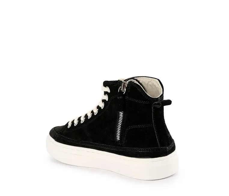 Zipped Lace Up High Top Sneakers - Black