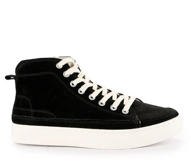 Zipped Lace Up High Top Sneakers - Black