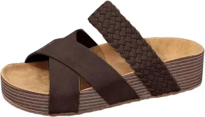 ZSpzx 2025 Platform Sandals for Women Comfortable X-Strap Open Toe Dressy Summer Low Wedges Womens Sandal Dress Slip On Cushion Footbed Shoes Recovery Mules for Walking Vacation Outdoor Indoor