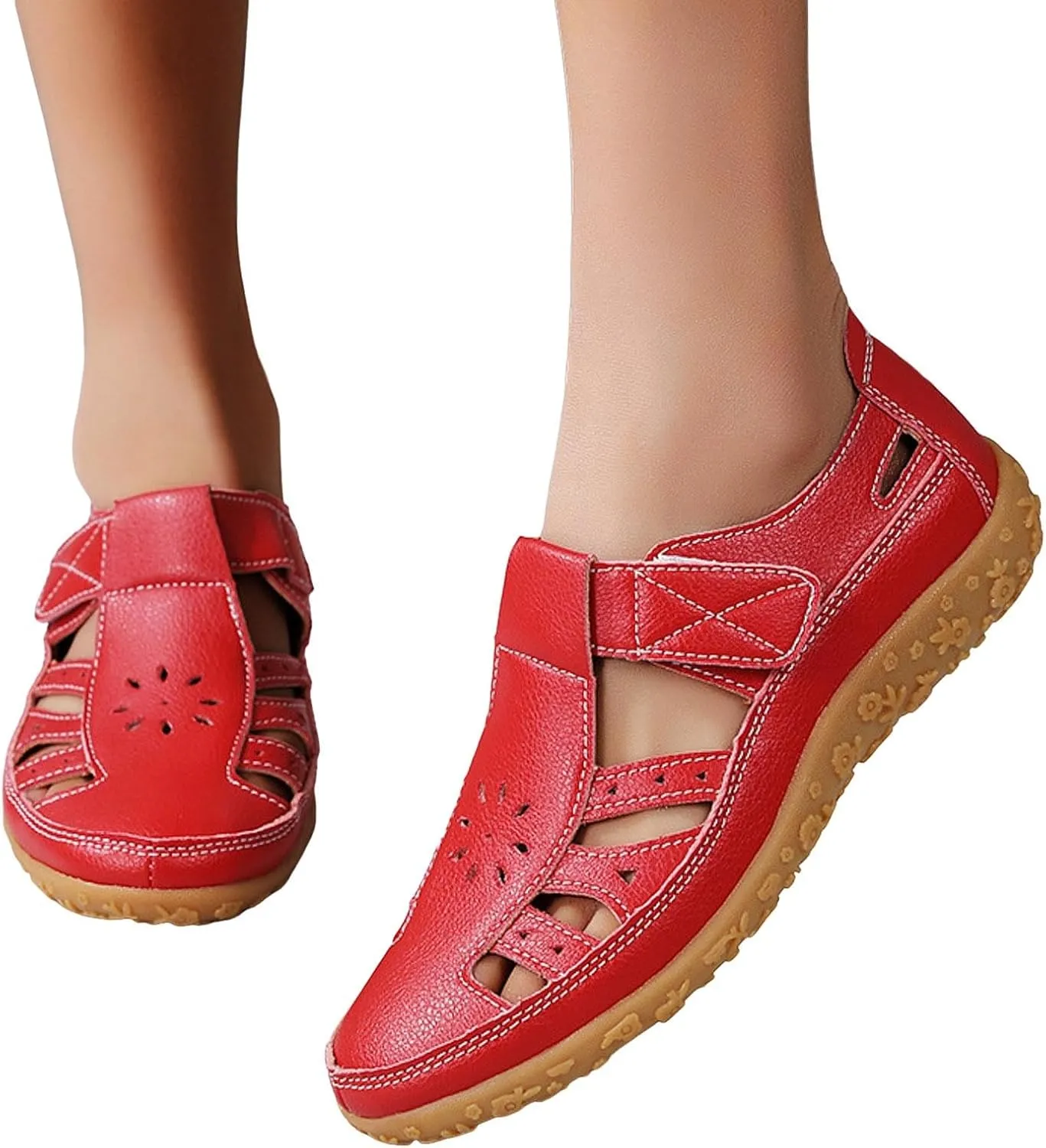 ZSpzx Women's Closed Toe Sandals Hollow Out Low Top Orthopedic Slip On Strappy Sandal Ladies Wedge Heel Arch Support Comfortable Cushion Footbed Casual Shoes Recovery Summer Daily Wear Shoe